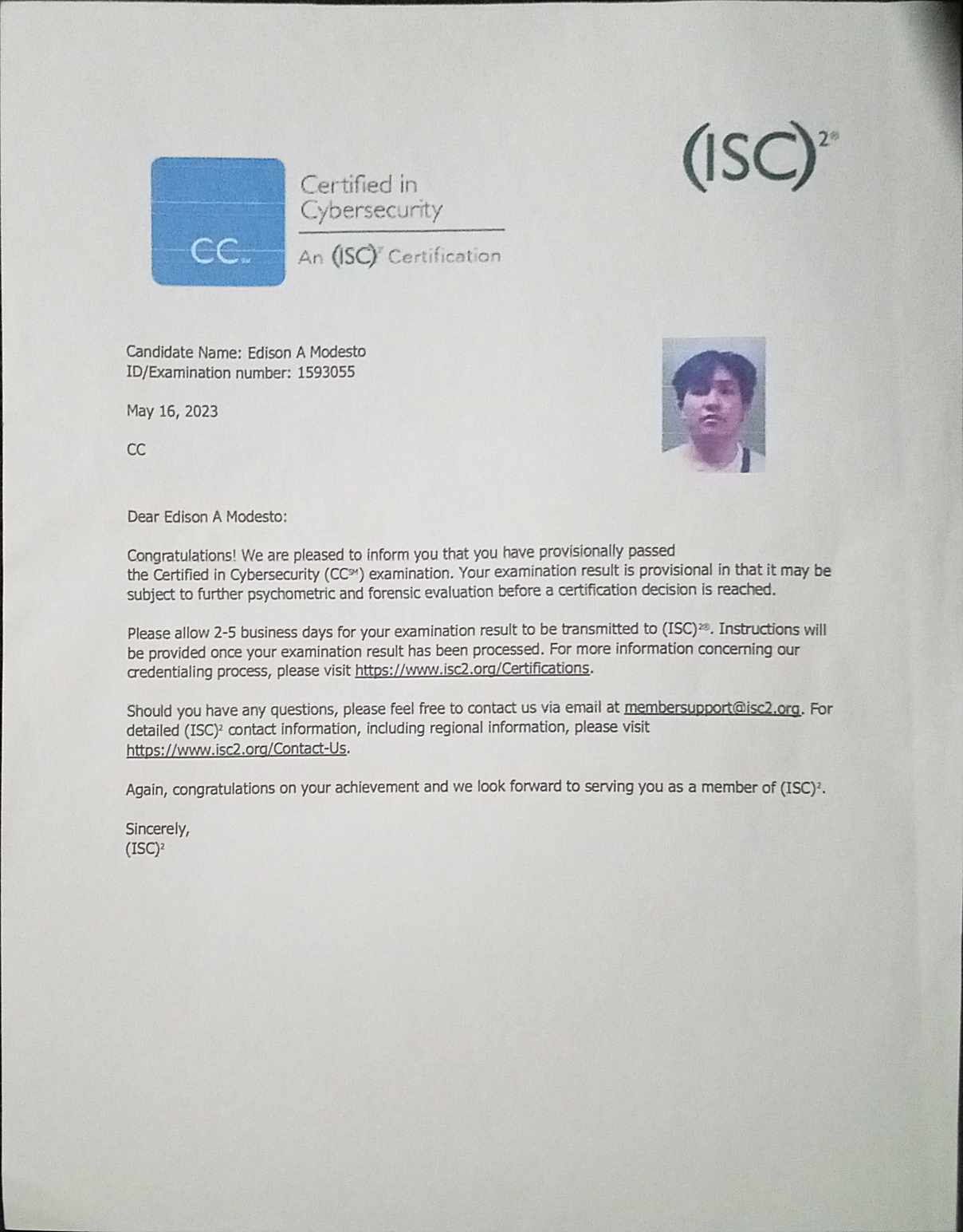 Certified in Cybersecurity (CC)